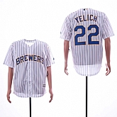 Brewers 22 Christian Yelich White Cool Base Jersey Dzhi,baseball caps,new era cap wholesale,wholesale hats